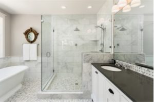 custom cut frameless shower by Hopkins Glass MN