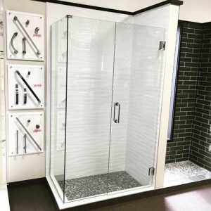 custom cut frameless shower door by Hopkins Glass MN