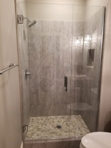 inline door and panel custom frameless glass shower doors