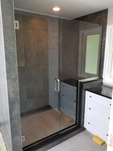 inline door and panel frameless glass shower
